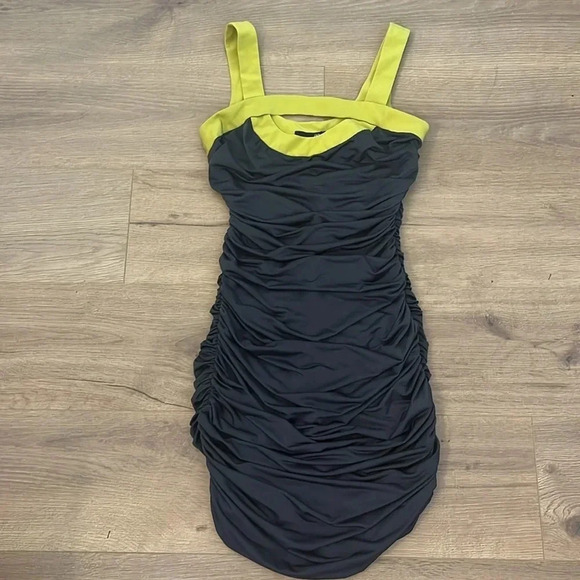 JayGodfrey | Dauman Ruched mini dress Charcoal combo women’s Size 4 Bodycon - Picture 2 of 7